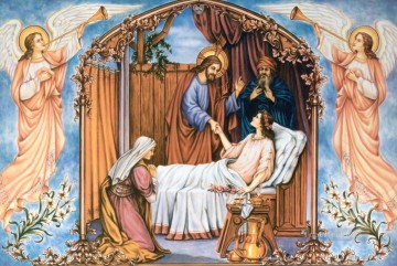 jesus Painting - JESUS HEALS THE DAUGHTER OF JAIRUS religious Christian